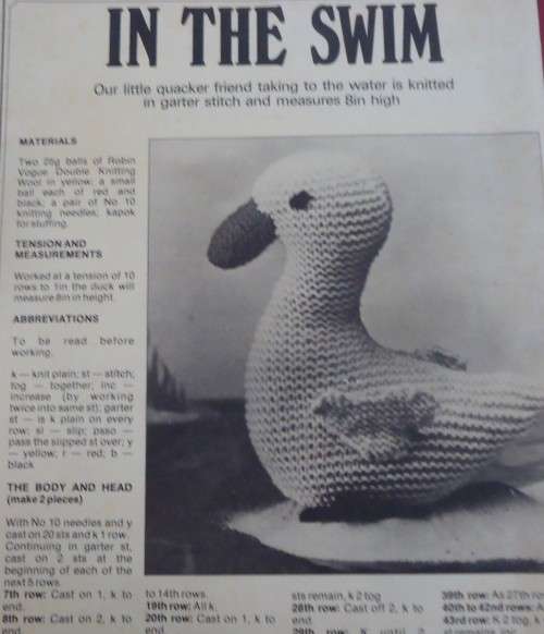 SA GARDEN & HOME - DECEMBER 1974 - IN THE SWIM - KNIT A DUCK