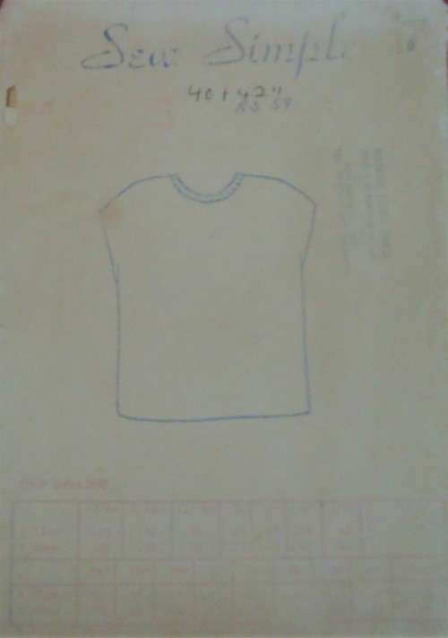 SEW SIMPLE PATTERNS # 17 - DROP SHOULDER TOP SIZE 40` / 42` OR 107 /112 CM