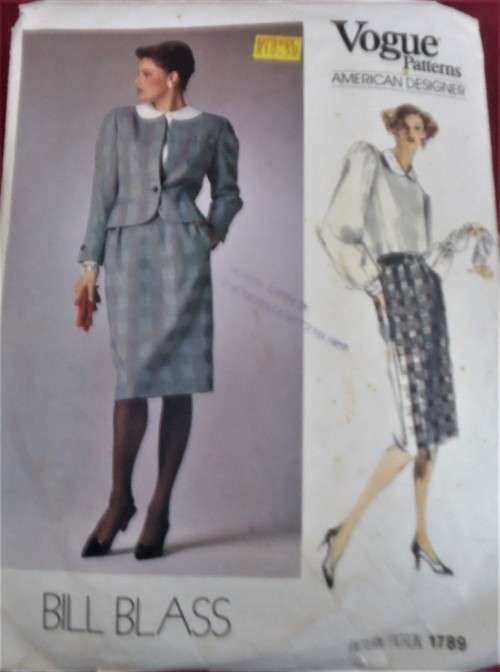 VOGUE PATTERNS 1789 BILL BLASS `JACKET-SKIRT-BLOUSE`  SIZE 12- SEE LISTING