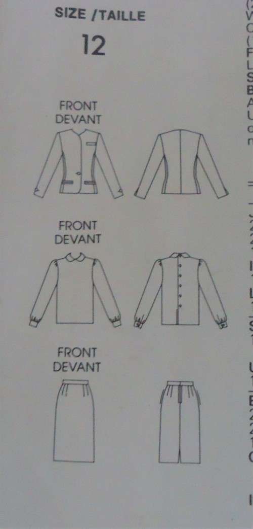 VOGUE PATTERNS 1789 BILL BLASS `JACKET-SKIRT-BLOUSE`  SIZE 12- SEE LISTING