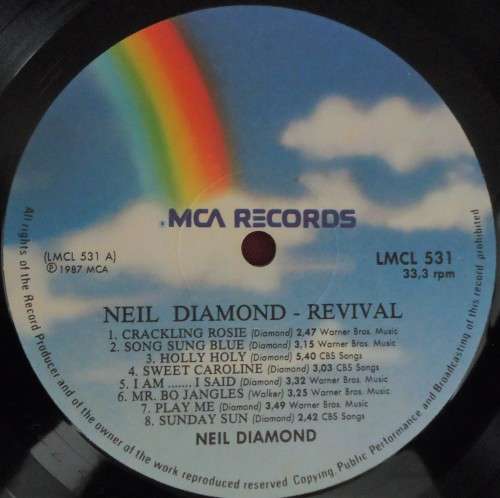 NEIL DIAMOND - REVIVAL - 1987 MCA VINYL LP - LMCL 531 WITH SHRINKWRAP