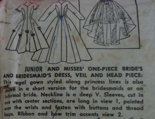 VERY VINTAGE SIMPLICITY PATTERNS 1461 BRIDAL DRESS SIZE 16 BUST 34" NO SEWING INST