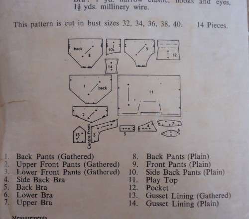 VINTAGE "LE ROY"  PATTERN 2343 BEACH OUTFIT SIZE 32" BUST COMPLETE WITH DOT NUMBERS