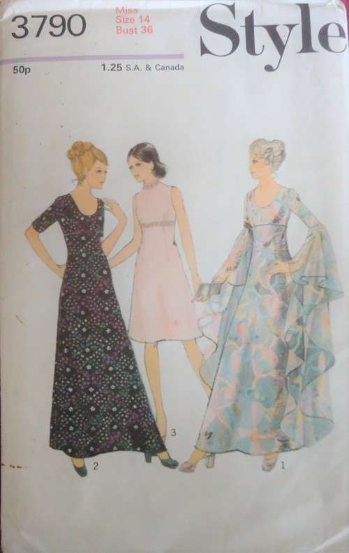 VINTAGE STYLE PATTERNS 3790  EVENING LINED DRESS- SIZE 14 BUST 36" COMPLETE & UNCUT