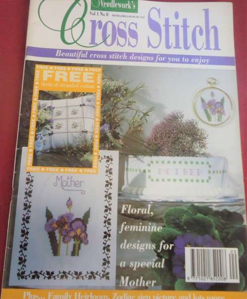 NEEDLEWORK`S CROSS STITCH MAGAZINE WITH PATTERNS VOL 1 NO 8 68 PAGES
