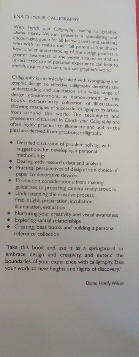 ENRICH YOUR CALLIGRAPHY - DIANA HARDY WILSON -184 PAGES HARDCOVER WITH DUST JACKET