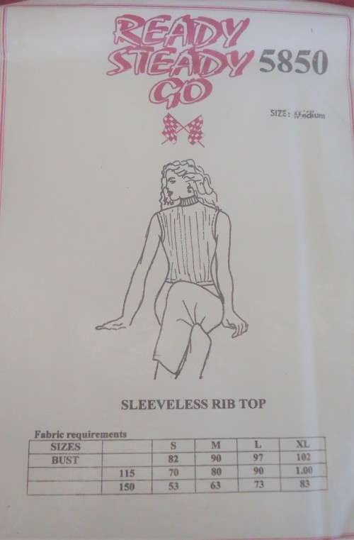 READY-STEADY-GO PATTERN - NUMBER 5850 - LADIES SLEEVELESS RIB TOP - SIZE SMALL