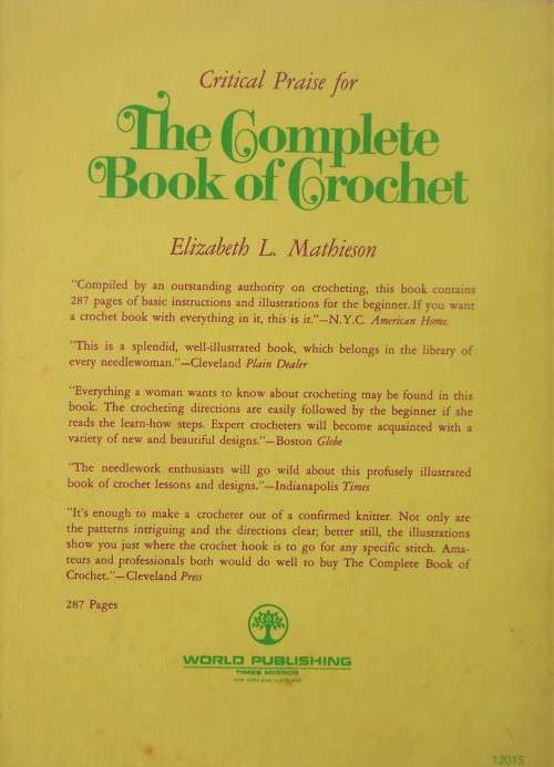 THE COMPLETE BOOK OF CROCHET - ELIZABETH MATHIESON- 288 PAGE SOFT COVER BOOK