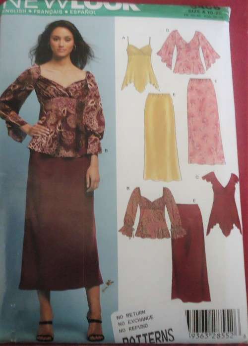 NEW LOOK PATTERN 6406 TOPS & SKIRTS SIZES 10 - 22 COMPLETE