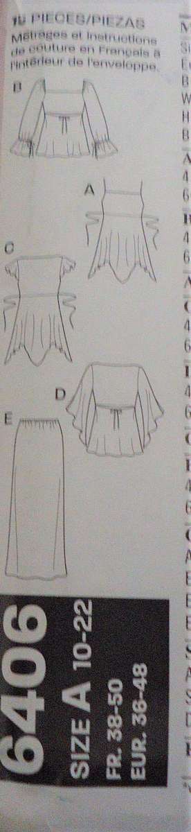 NEW LOOK PATTERN 6406 TOPS & SKIRTS SIZES 10 - 22 COMPLETE