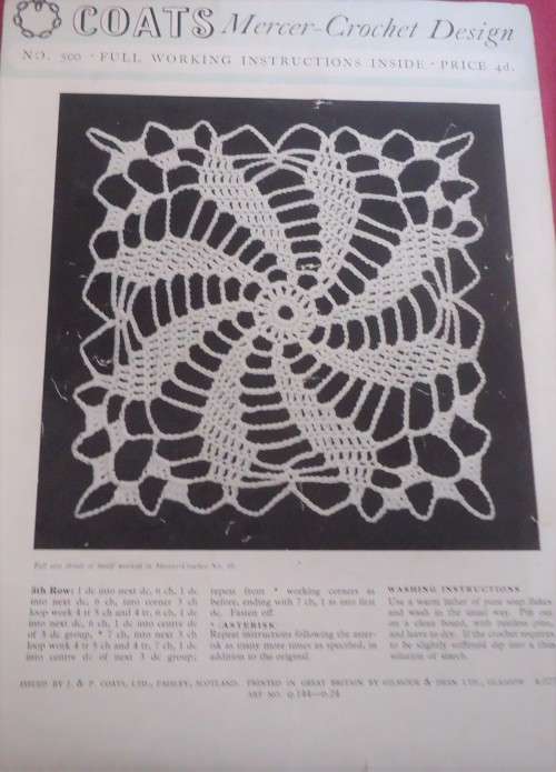 COATS #500  CROCHET PIN WHEEL MOTIF 4 PAGE A4 BOOKET