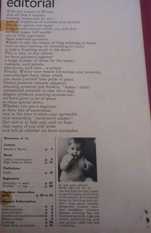 MON TRICOT SPECIAL`NO 14` -EASY TO KNIT & CROCHET - 80 PAGES - NO COVER