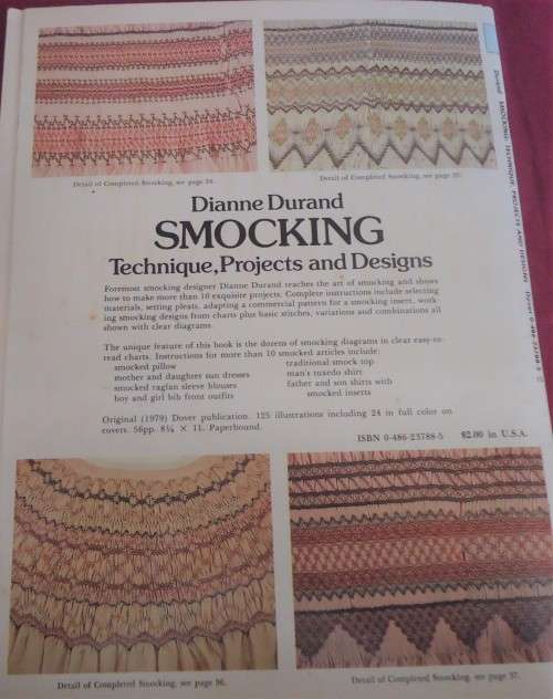 SMOCKING -TECHNIQUE. PROJECTS & DESIGNS BY DIANNE DURAND - 44 PAGES SOFT COVER