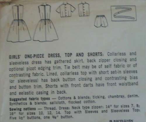 VINTAGE SIMPLICITY PATTERNS 5993 GIRL'S 1 PIECE DRESS -TOP & SHORTS SIZE 8 YEARS COMPLETE IN ZIPLOC