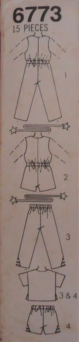 SIMPLICITY 6773 CHILD PANTS-SHORTS--JUMPSUIT SIZE 3-4-5 YEARS -COMPLETE