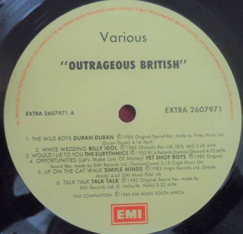 RADIO 5  - OUTRAGEOUS BRITISH -  1985 EMI VINYL LP - EXTRA 2607971