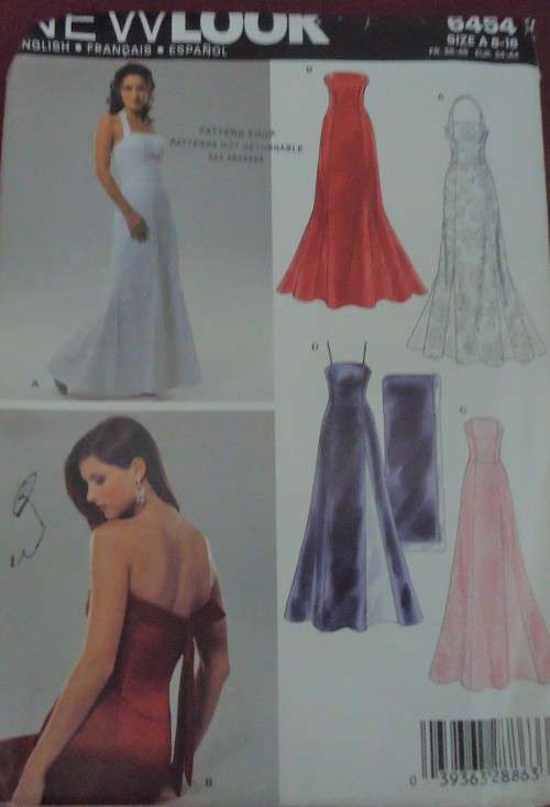 NEW LOOK PATTERNS 6454 STRAP EVENING DRESS SIZES 8-18 COMPLETE