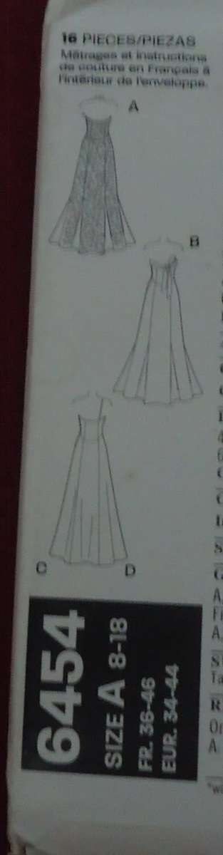 NEW LOOK PATTERNS 6454 STRAP EVENING DRESS SIZES 8-18 COMPLETE