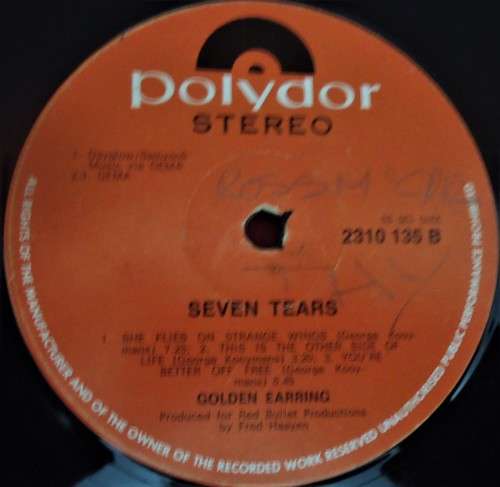GOLDEN EARRING - SEVEN TEARS - 1971 POLYDOR VINYL LP - 2310 135