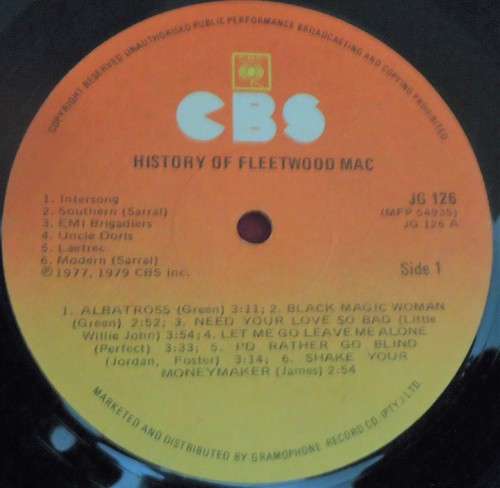 THE HISTORY OF FLEETWOOD MAC & CHRISTINE PERFECT  -1979 CBS VINYL LP  -JG 126