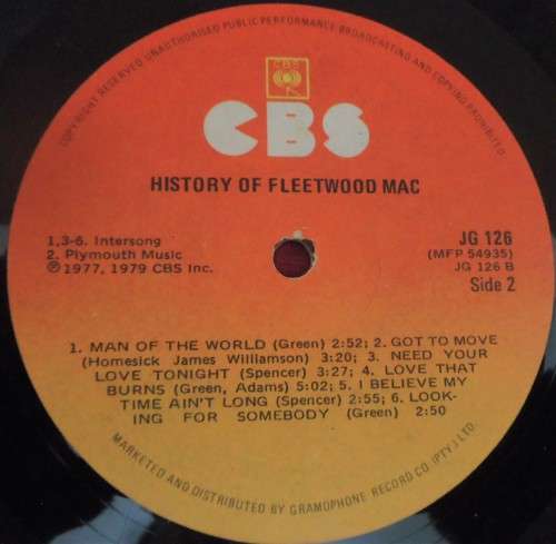 THE HISTORY OF FLEETWOOD MAC & CHRISTINE PERFECT  -1979 CBS VINYL LP  -JG 126