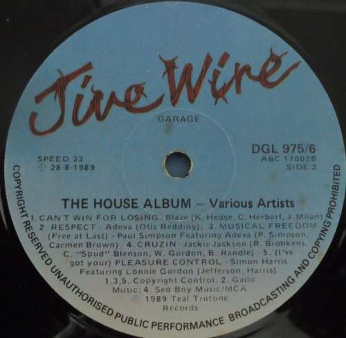 THE HOUSE ALBUM VOL 1 -2 LP SET  - 1989 DOUBLE JIVE WIRE VINYL LP SET - DGL 975/6