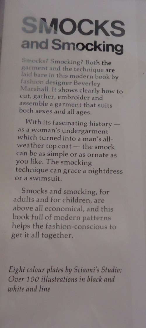 SMOCKS & SMOCKING-BEVERLEY MARSHALL-104 PAGE HARDCOVER BOOK WITH DUST JACKET