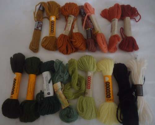 16 SKEINS OF TAPESTRY  WOOLS  - SEE COLOURS LISTED