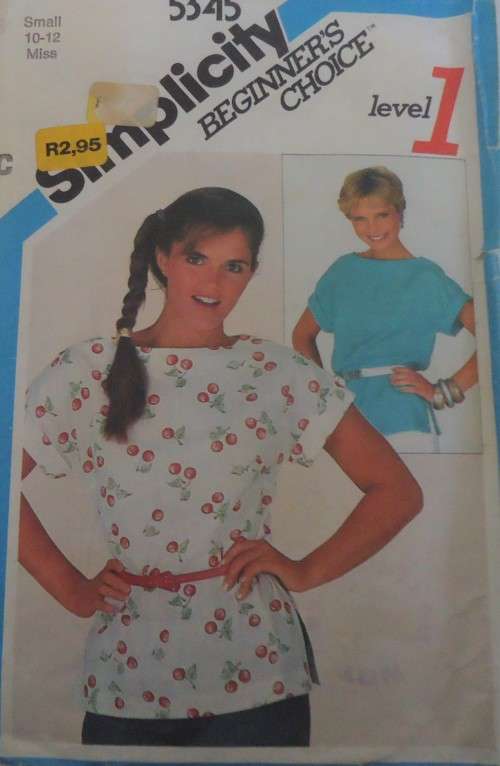 SIMPLICITY PATTERNS 5345 PULLOVER TOP SIZE SMALL 10-12  COMPLETE