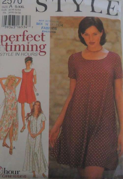 STYLE PATTERNS 2570 TIEBACK DRESS  SIZE A= S - XXL  (CUT TO LARGE 18 - 20 COMPLETE