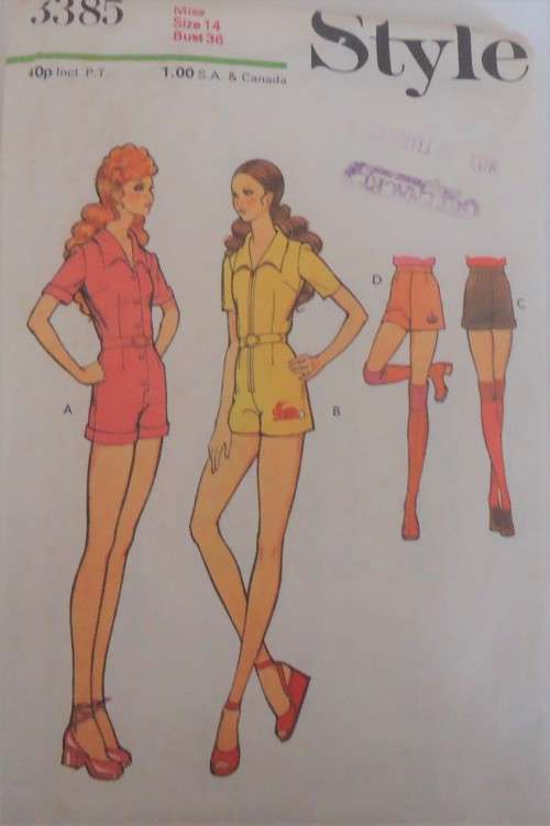VINTAGE STYLE 3385 JUMPSUITS & SHORTS SIZE 14 BUST 36" COMPLETE