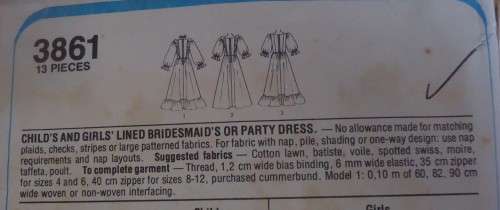 VINTAGE STYLE 3861 GIRLS FORMAL DRESS SIZE 8 YEARS- COMPLETE