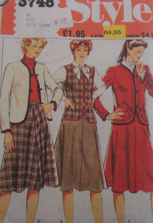 STYLE 3748  LINED JACKET/SLEEVELESS JACKET-SKIRT SIZE 16  COMPLETE