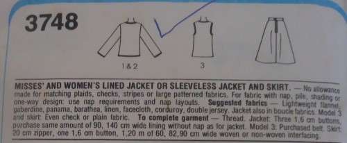 STYLE 3748  LINED JACKET/SLEEVELESS JACKET-SKIRT SIZE 16  COMPLETE