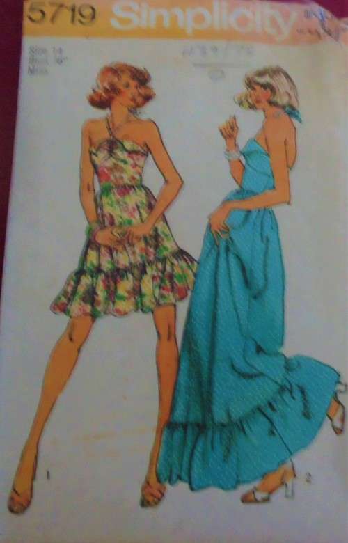 SIMPLICITY PATTERNS 5719 HALTER DRESS SIZE 14 SIZE 36" COMPLETE