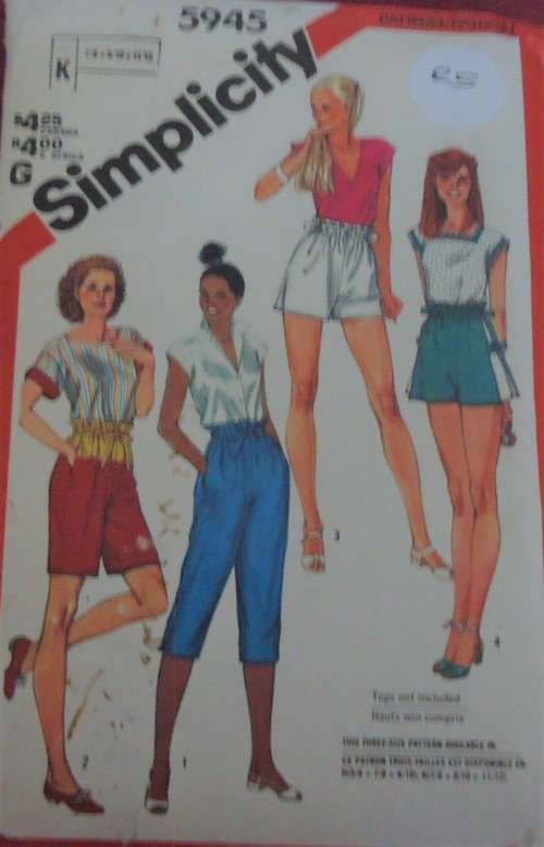 SIMPLICITY PATTERNS 5945 TEENS SET OF PULLON PANTS SIZE K=7/8-9/10-11/12 COMPLETE