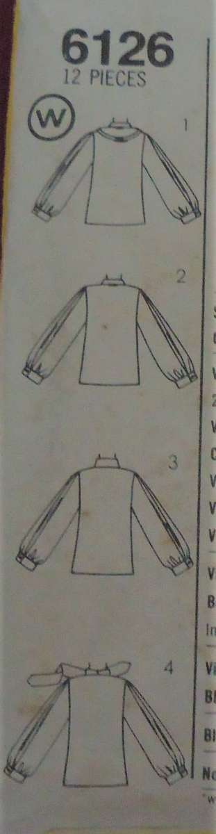 SIMPLICITY PATTERNS 6126 BLOUSE WITH COLLAR VARIATIONS SIZE 36-38-40'   COMPLETE