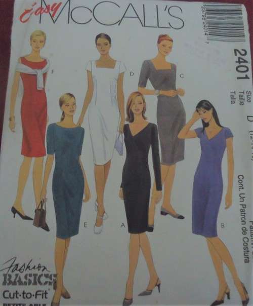 McCALLS 2401 SEMI FITTED SHEATH DRESS SIZE D = 12-14-16 COMPLETE