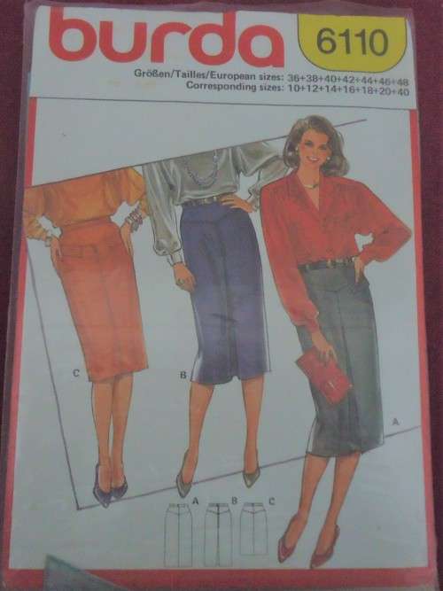 BURDA 6110  SKIRT WITH YOKE- SIZE 10-12--14-16-18-20-40 COMPLETE