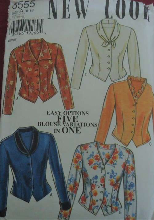 NEW LOOK PATTERNS 6555 SET OF BLOUSES SIZES 8 - 18 COMPLETE
