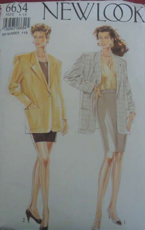 NEW LOOK PATTERNS 6654 JACKET & SKIRT SIZES 8 - 18 COMPLETE