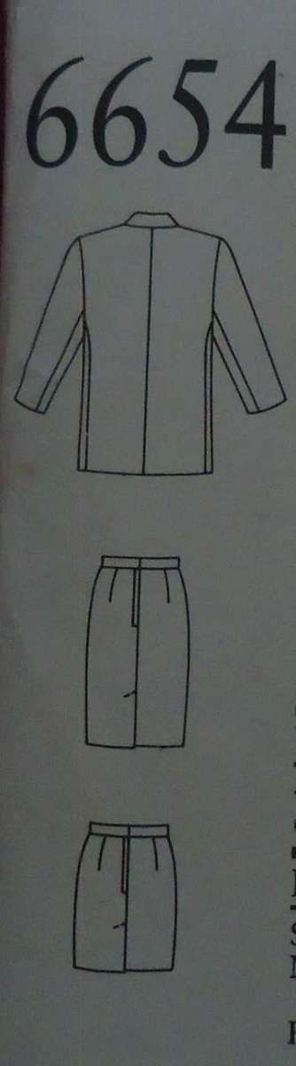 NEW LOOK PATTERNS 6654 JACKET & SKIRT SIZES 8 - 18 COMPLETE