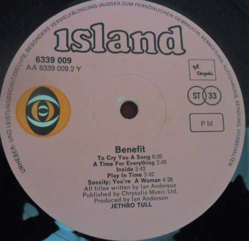 JETHRO TULL - BENEFIT - GERMAN ISSUE 1970 ISLAND GATEFOLD VINYL LP -6339 009 - V/CLEAN