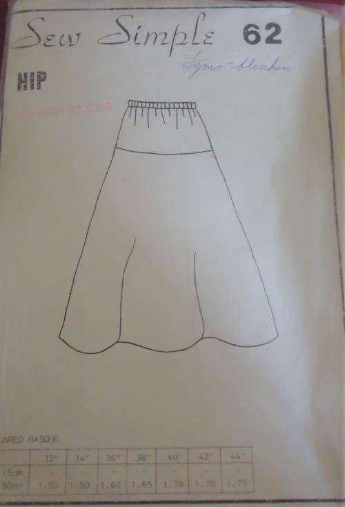 SEW SIMPLE PATTERNS #62 FLARED BASQUE SKIRT  SIZE 38` or  97 cm COMPLETE