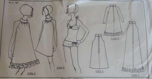 VINTAGE "WOMAN'S JOURNAL"  PATTERN 649 BIKINI-COLLARED DRESS BUST 34" COMPLETE-UNCUT-FACORY FOLDED