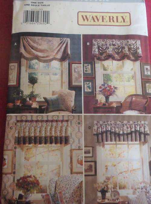 BUTTERICK 4523 WINDOW TOPPERS ONE SIZE COMPLETE-UNCUT-FACTORY FOLDED