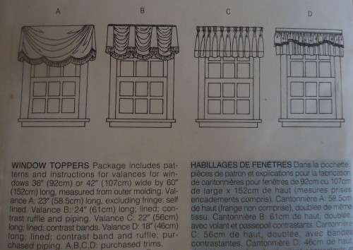 BUTTERICK 4523 WINDOW TOPPERS ONE SIZE COMPLETE-UNCUT-FACTORY FOLDED