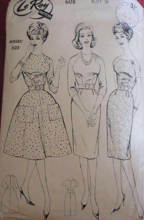 VINTAGE "LE ROY"  PATTERN 608 LADIES DRESS SIZE 16 36" BUST SEE LISTING
