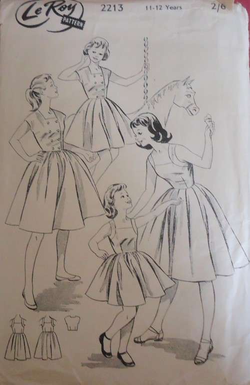 VINTAGE "LE ROY"  PATTERN 2213 GIRL'S ONE PIECE DRESS -  SIZE 10 - 12 YEARS  COMPLETE