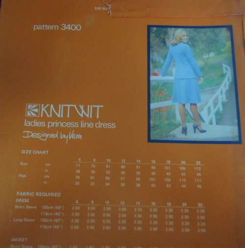 KNITWIT DESIGNER PATTERN #3400-LADIES PRINCESS LINE DRESS -  DESIGN & INSTRUCTIONS -SIZES 6 - 22